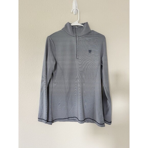 Peter Millar UPF 50 Striped Quarter zip blue Popover base layer Size M Preppy - Picture 1 of 6